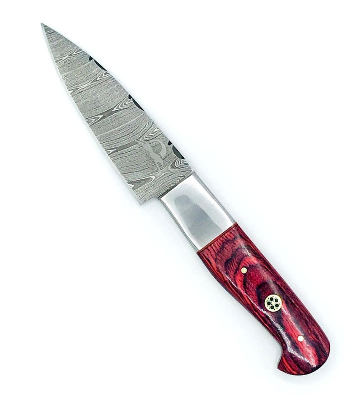 Master Chef Knife Set Red Swirl Pakka Wood Damascus Steel 7 Piece Set With Custom Leather Case - Image 5