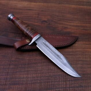 Damascus Large Bushcraft Knife. Hunting, Camping, Bushcraft, Survival, Anniversay Gift for Men Gift for him, Groomsmen Knife, collectors