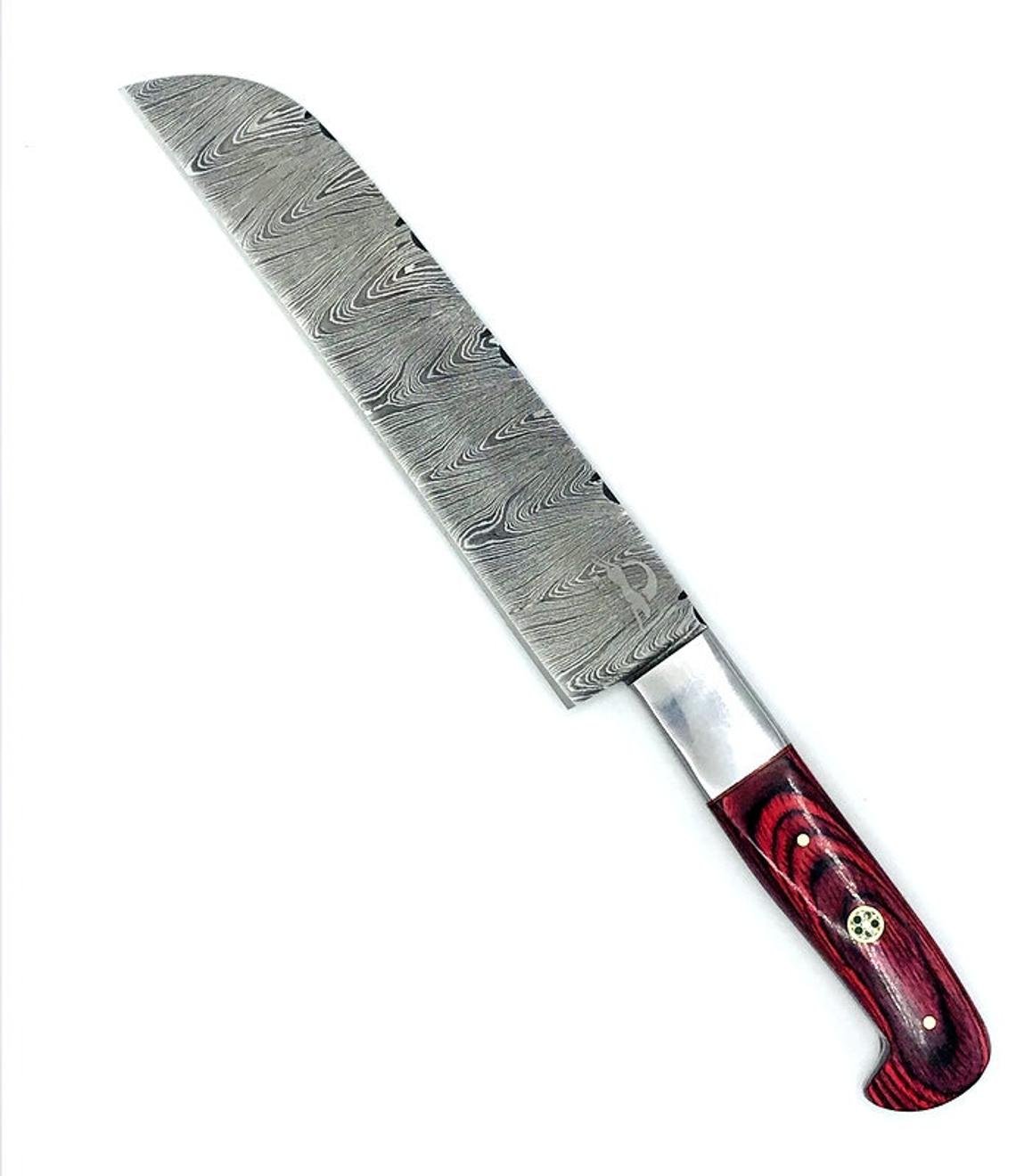 Master Chef Knife Set Red Swirl Pakka Wood Damascus Steel 7 Piece Set With Custom Leather Case - Image 6