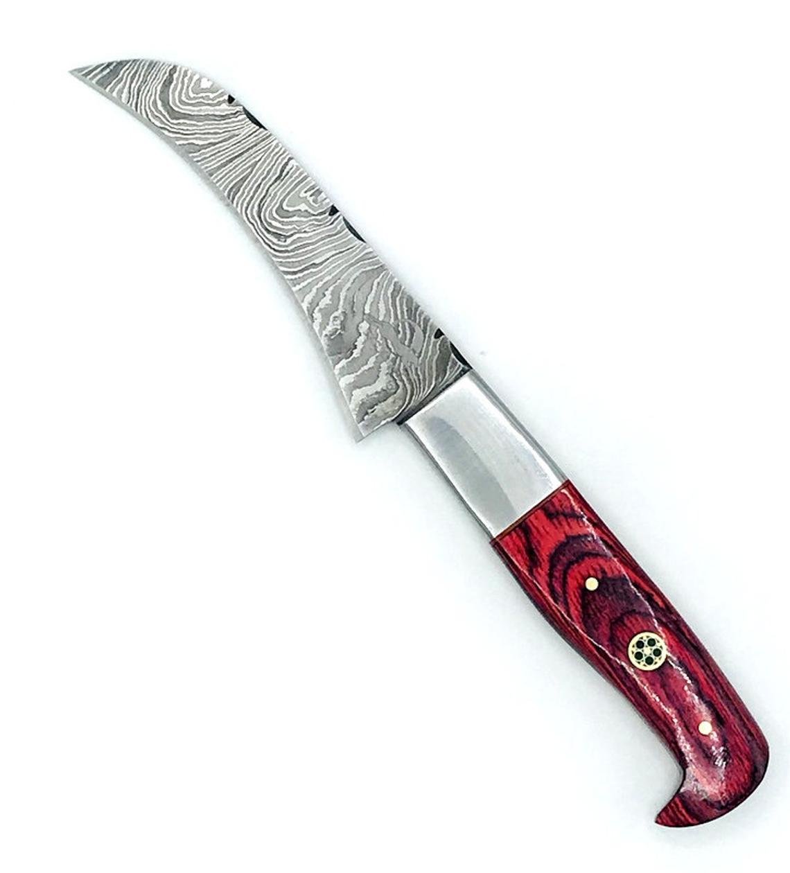 Master Chef Knife Set Red Swirl Pakka Wood Damascus Steel 7 Piece Set With Custom Leather Case - Image 9