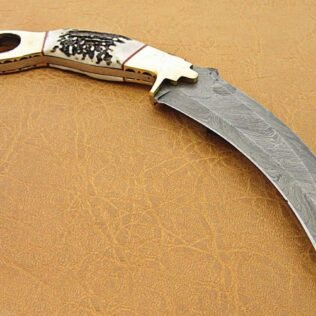 Custom handmade Damascus Karambit knife // Hunting Knife // 9″ with Beautiful Handle