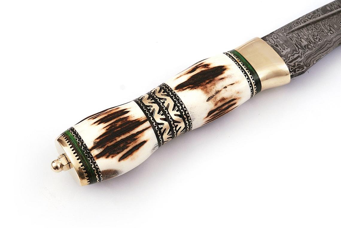 Beautiful gift for him Deer Antler Handmade Damascus Kukri Knife 18" - Camping, Hunting, Hiking, Bushcraft, Gurkha, Kukri, Machete - Image 5