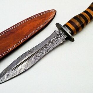 Custom Hand made Damascus steel Double edge Dagger boot knife with beautiful handle camping knife