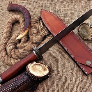 Custom Handmade Damascus Steel Stunning Dagger Knife with Beautiful Rose Wood Handle