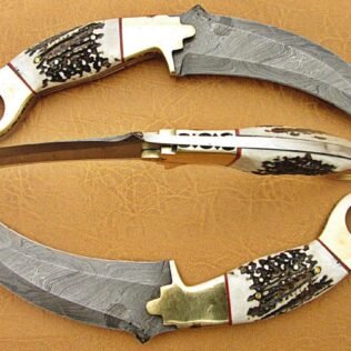 Custom handmade Damascus Karambit knife // Hunting Knife // 9″ with Beautiful Handle