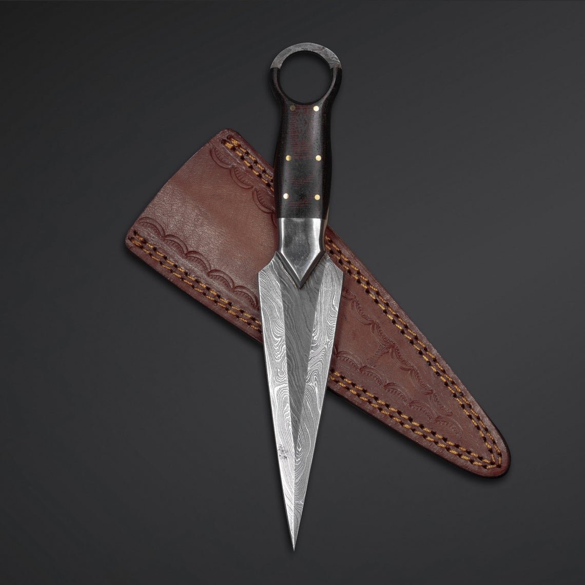 Razor Sharp custom handmade DAMASCUS STEEL DAGGER with leather sheath/D2 steel daggers - Image 3