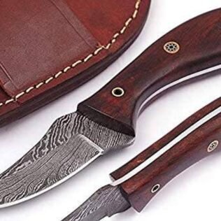 Custom Handmade Damascus steel hunting knife hand forge wood handle