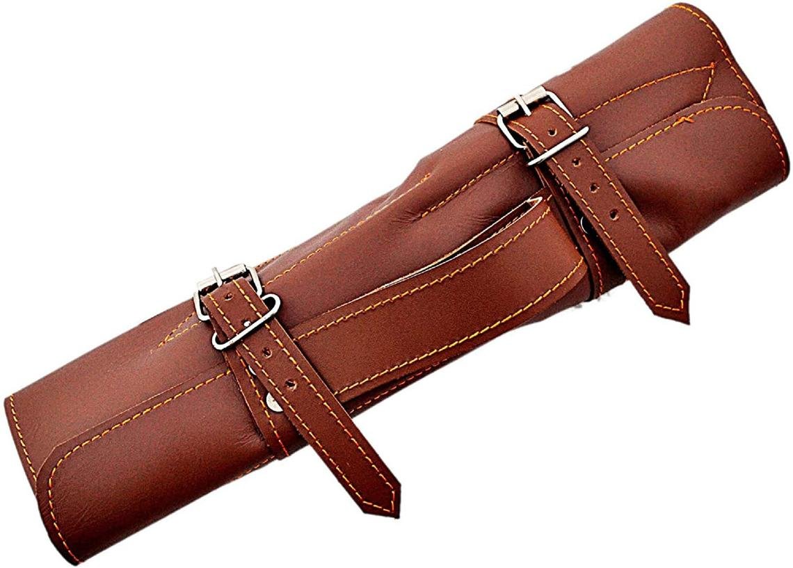 Custom Handmade Damascus Chef Knives Set/Kitchen Knives 5 Pieces Set Black and Yellow Colored Wood - Image 8