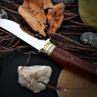 Custom 100% Handmade D2 Steel High Mirror Polish Knife With Best Quality American Imported SNAKE Wood Handle With Steel & Brass Bolster.