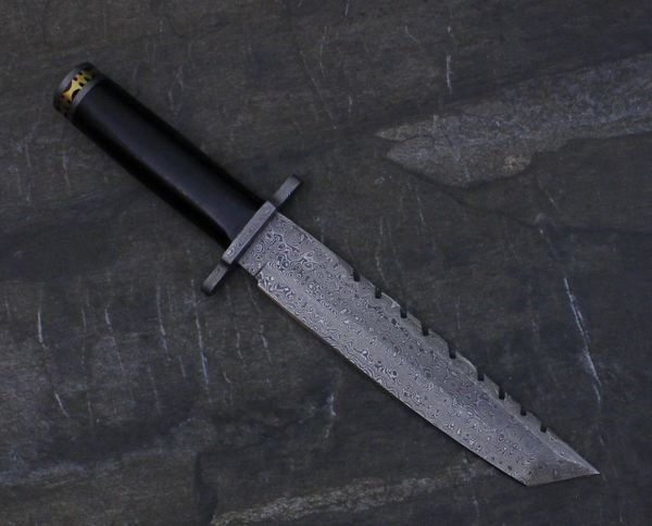 DAMASCUS STEEL CUSTOM HAND MADE HUNTING TANTO BOWIE KNIFE 13 - Image 7